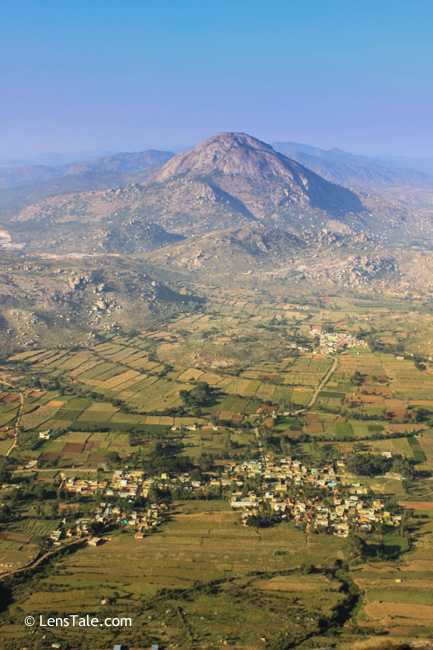 View from Nandi hills...You an see the typical Karnataka villages in the image too....